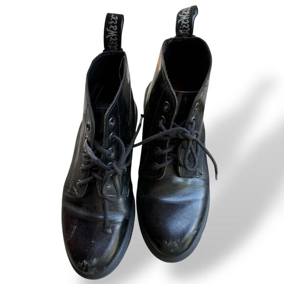DR MARTENS EMMELINE WOMEN'S BLACK LEATHER LACED UP COMBAT BOOTS SIZE US7 EU38 - Picture 5 of 12